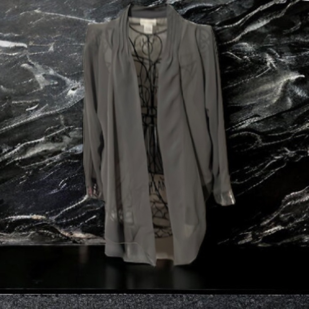 SOFT SURROUNDINGS WRAP KIMONO GRAY Sz MEDiUM SEQUIN CUFFS